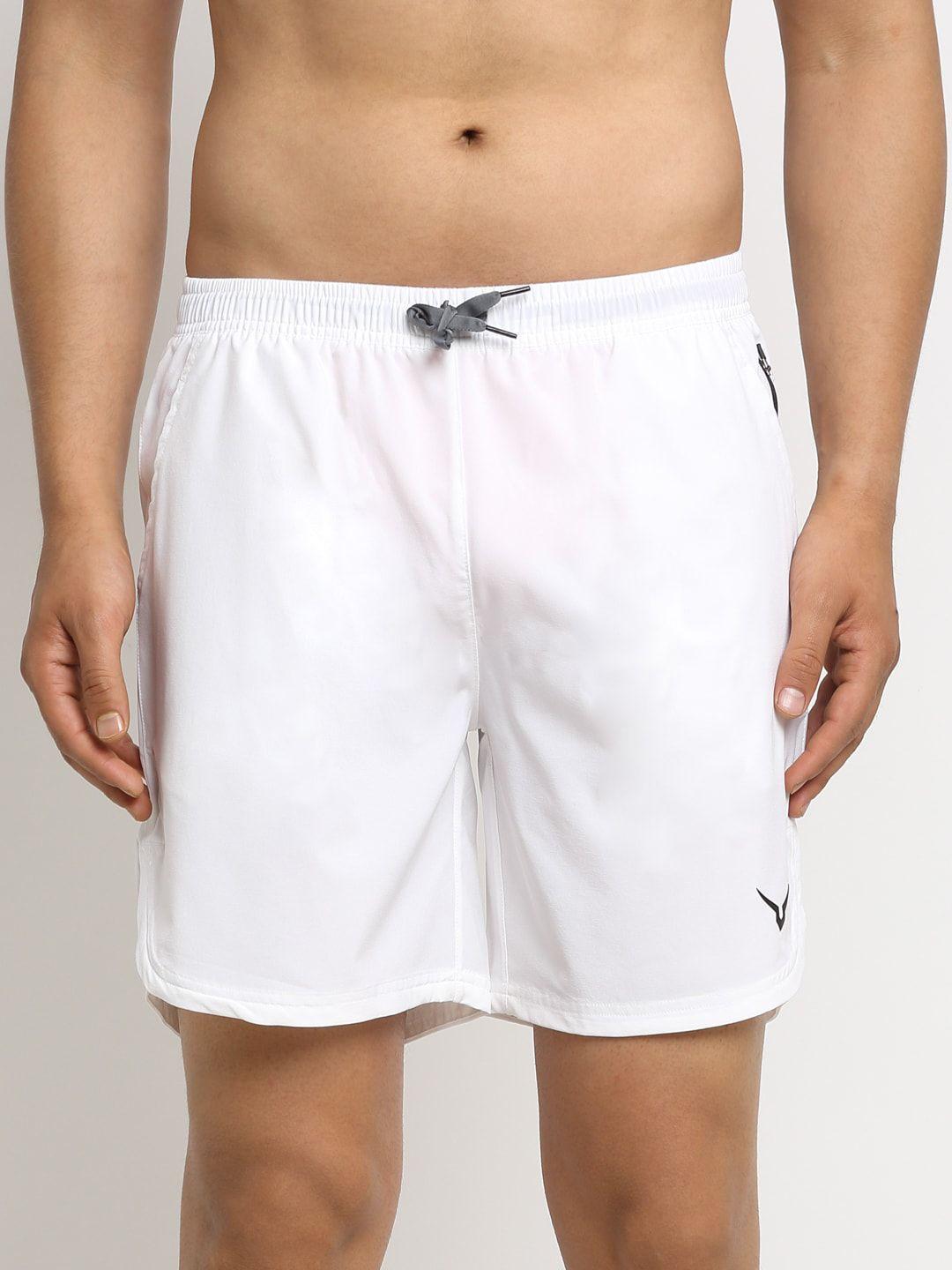 invincible men white mid-rise sports shorts