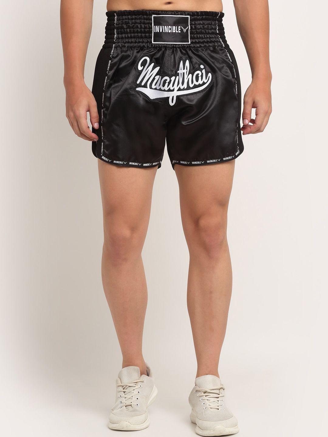 invincible men black printed slim fit shorts