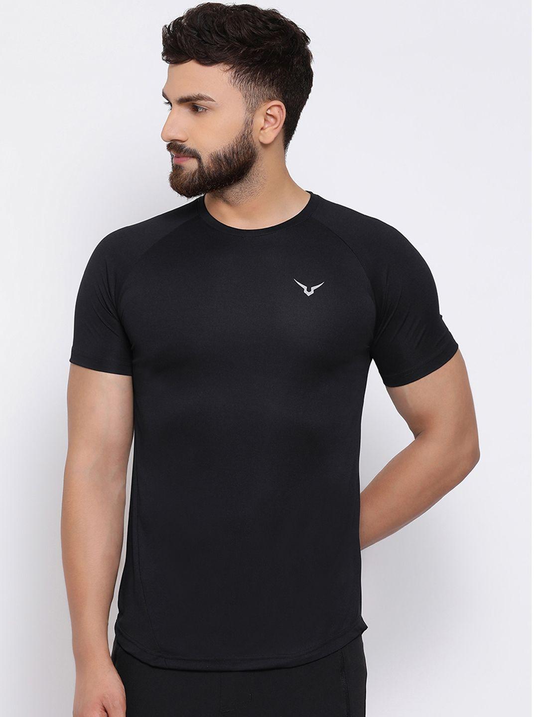 invincible men black solid round neck t-shirt