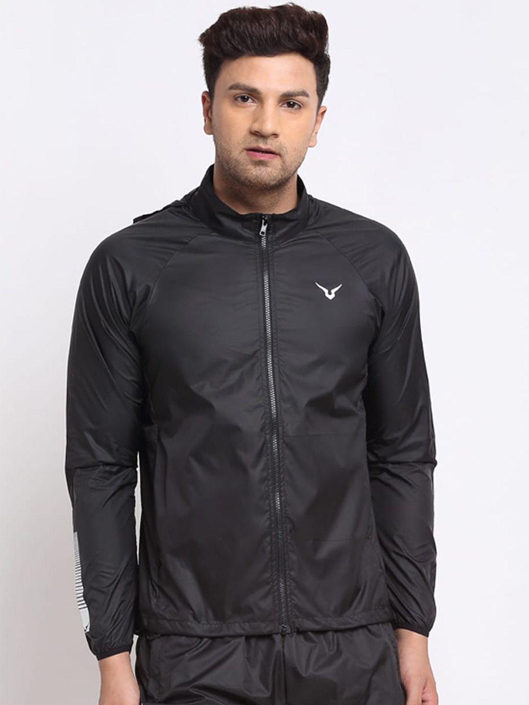 invincible men black windcheater training or gym sporty jacket