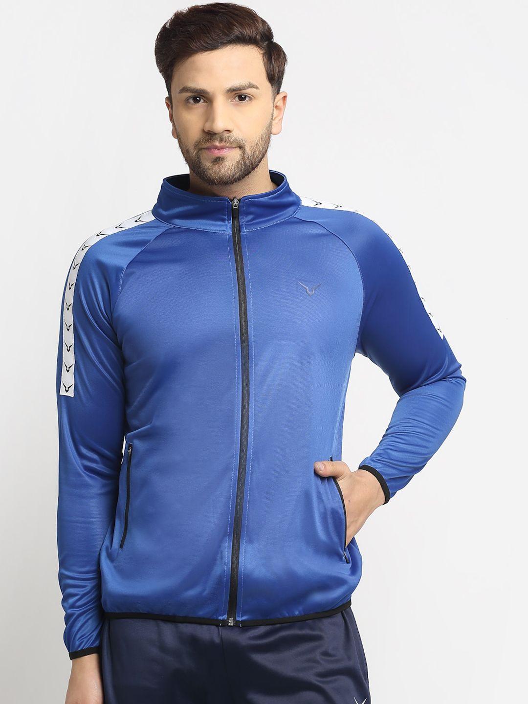 invincible men blue lightweight rapid dry training or gym sporty jacket