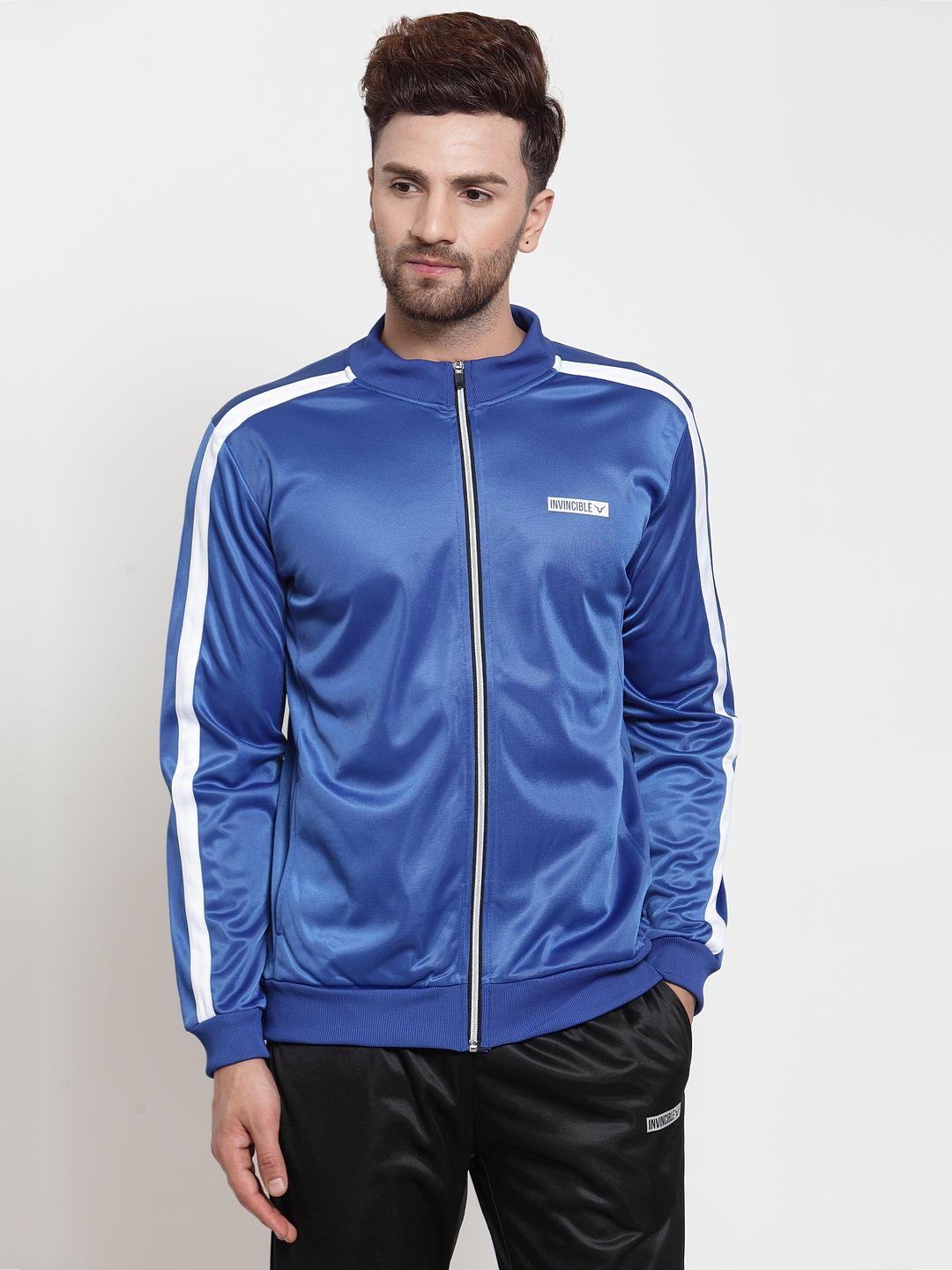 invincible men blue striped sporty jacket