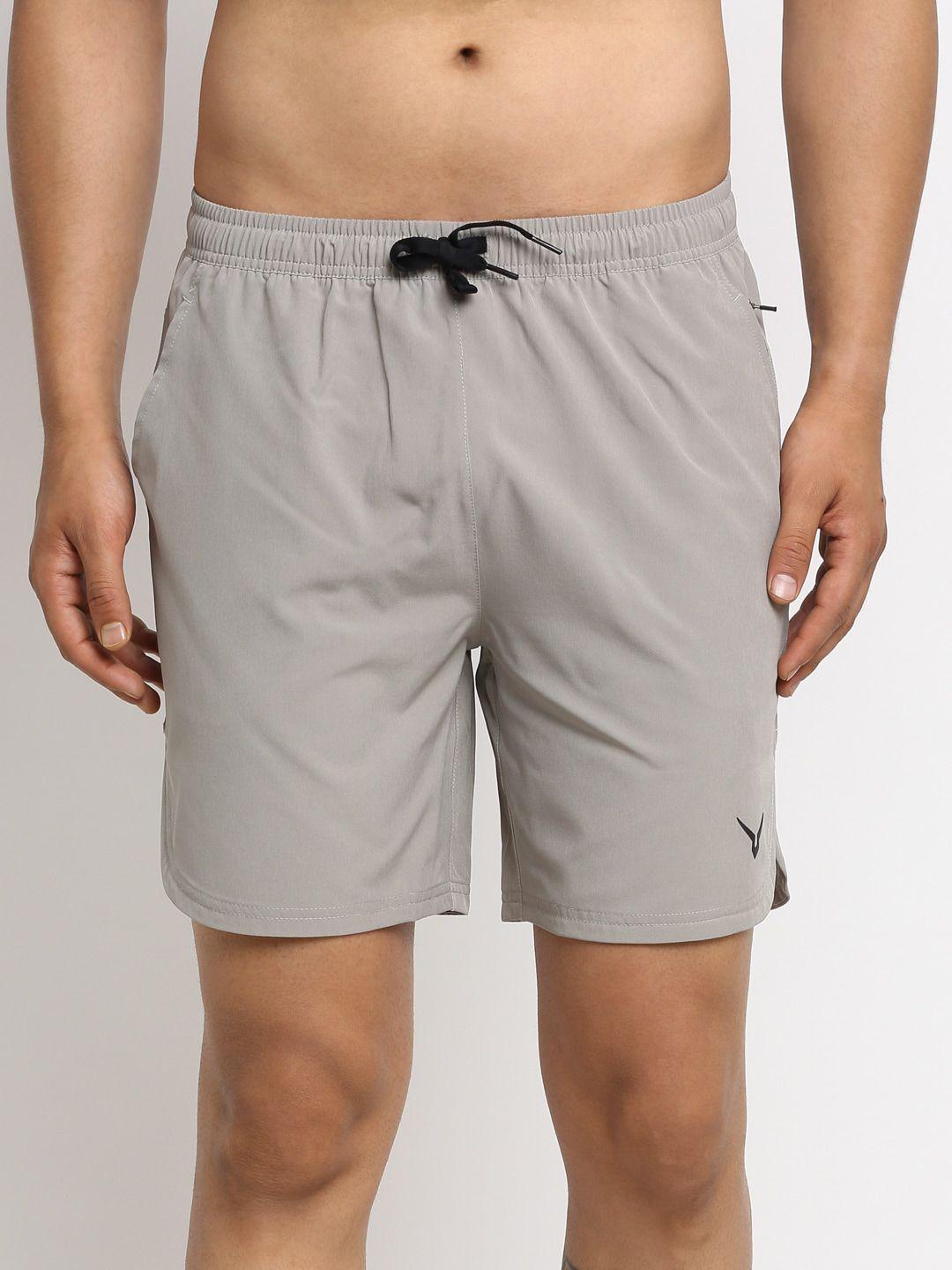 invincible men grey mid-rise sports shorts