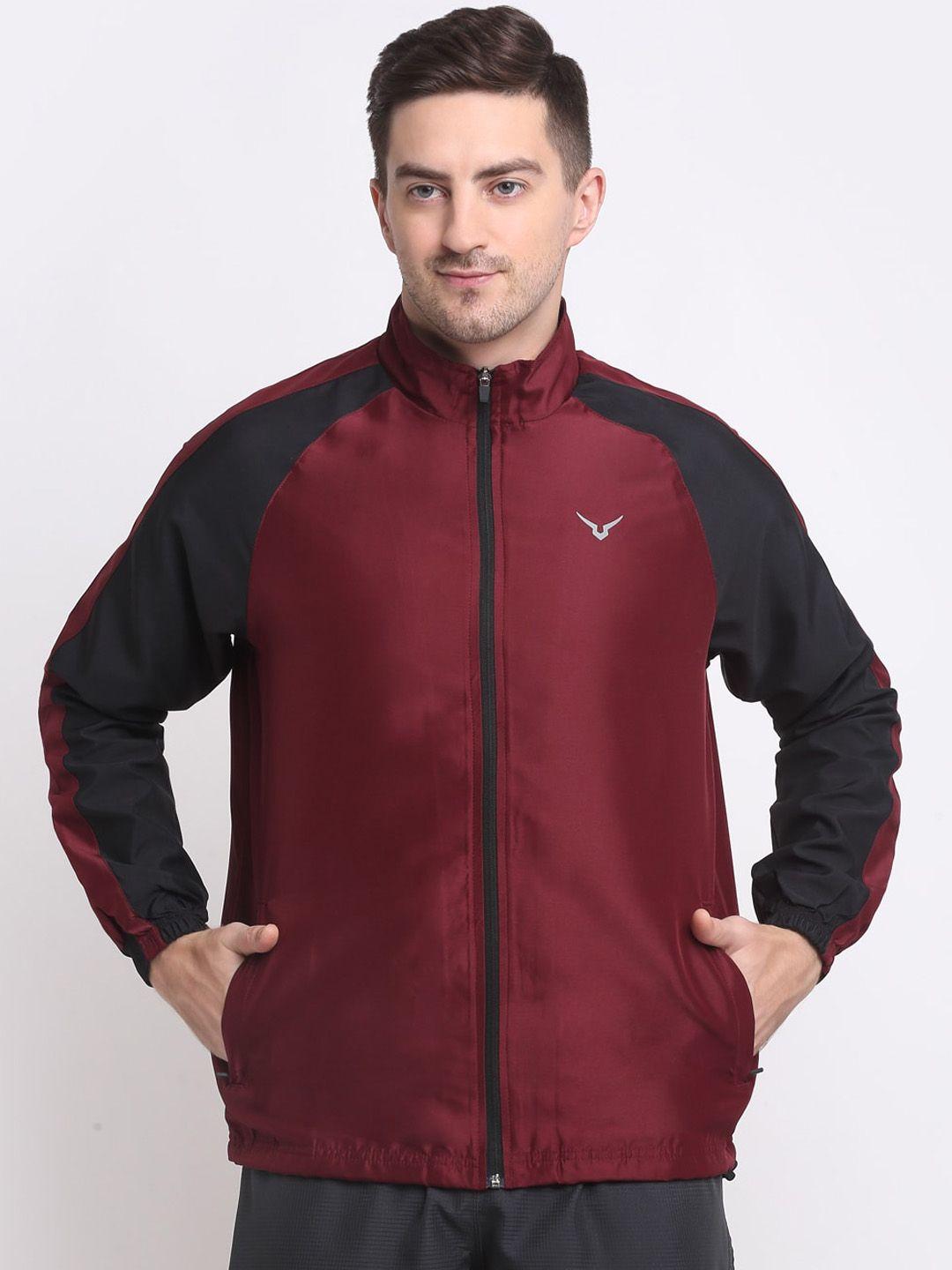 invincible men maroon lightweight training or gym sporty jacket