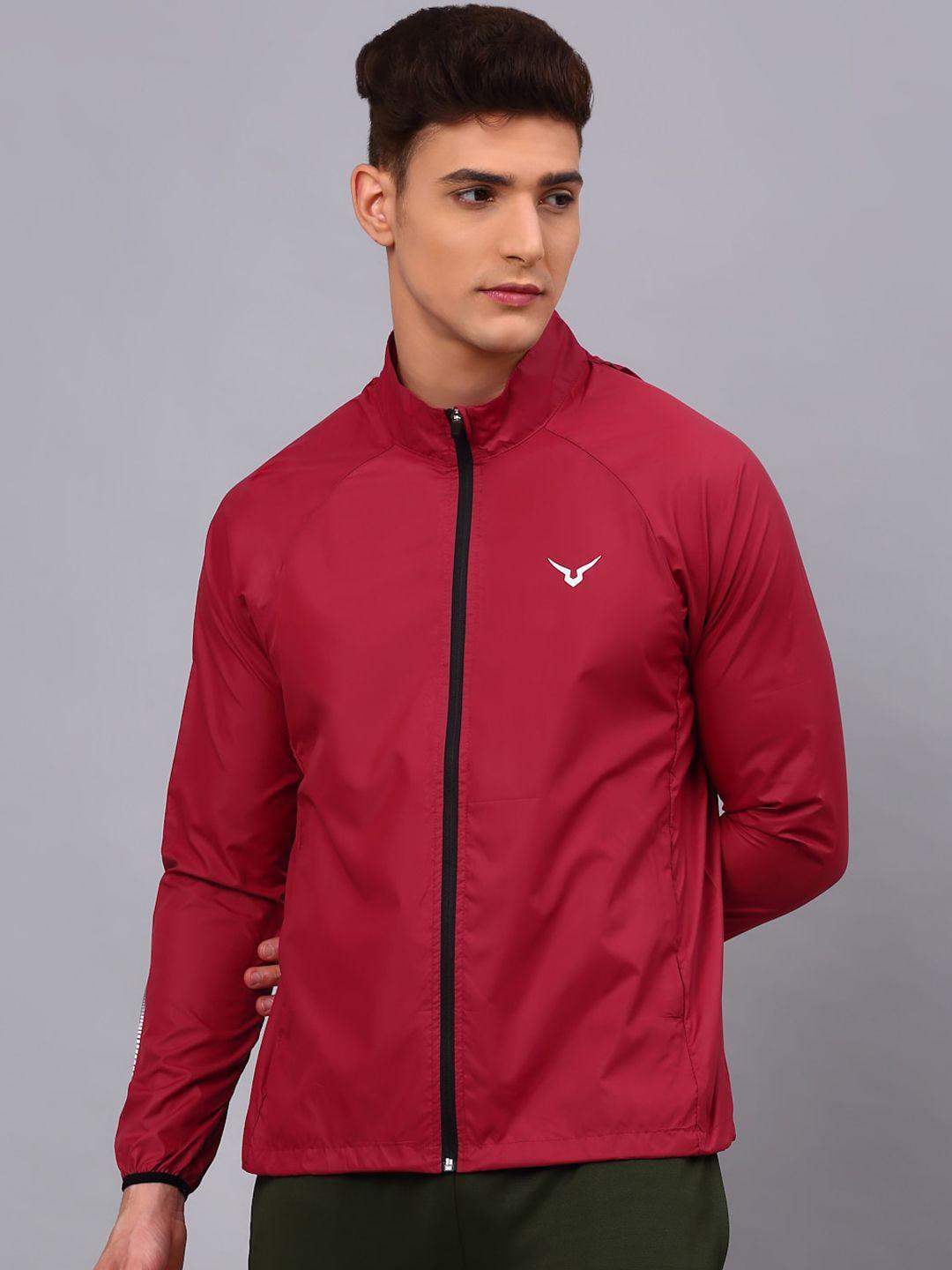 invincible men maroon windcheater and water resistant outdoor sporty jacket