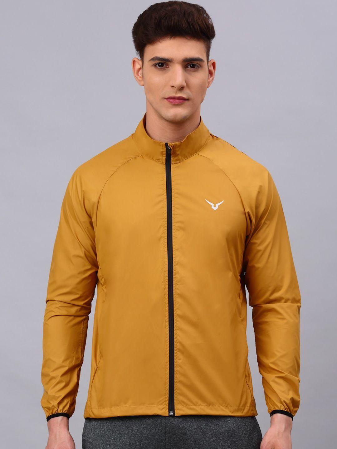 invincible men mustard windcheater and water resistant outdoor sporty jacket