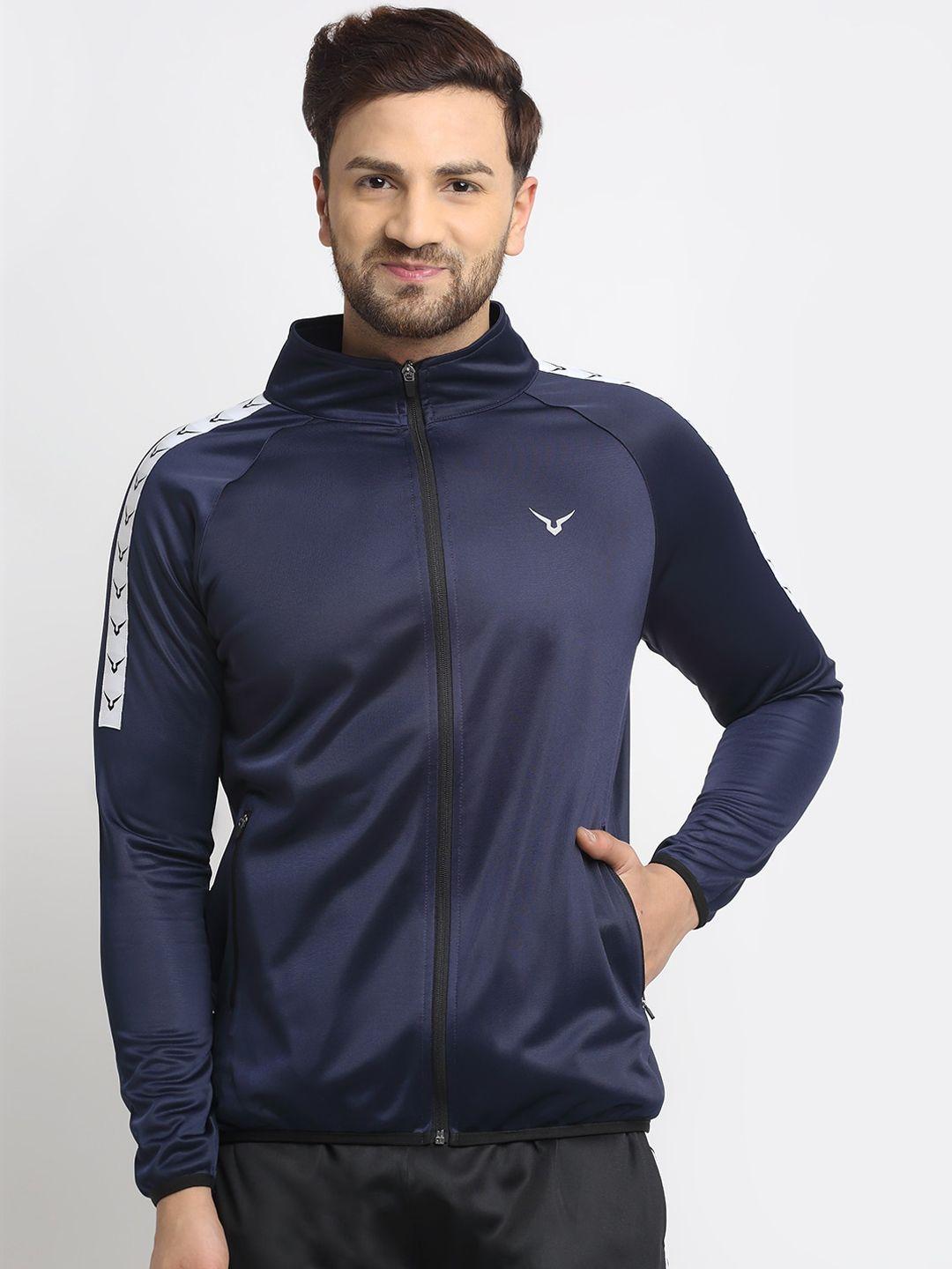 invincible men navy blue lightweight rapid dry training or gym sporty jacket