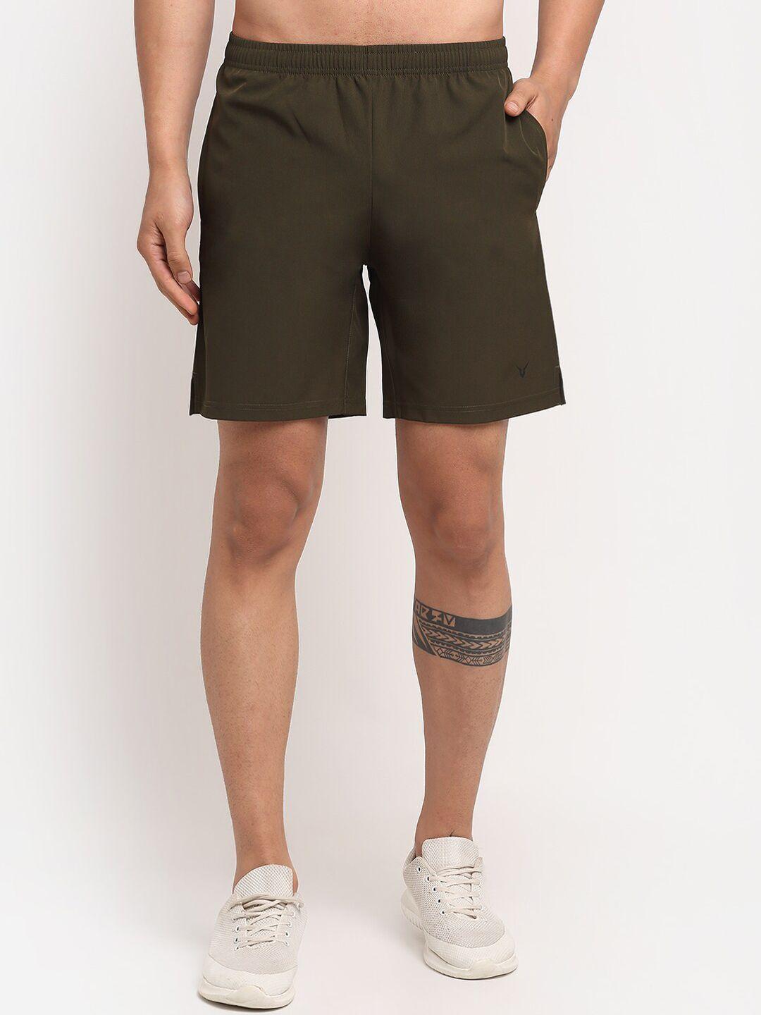invincible men olive green training or gym sports shorts
