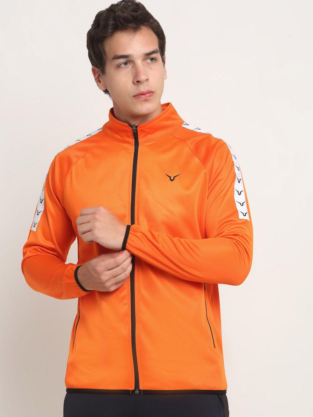 invincible men orange striped crop training or gym sporty jacket