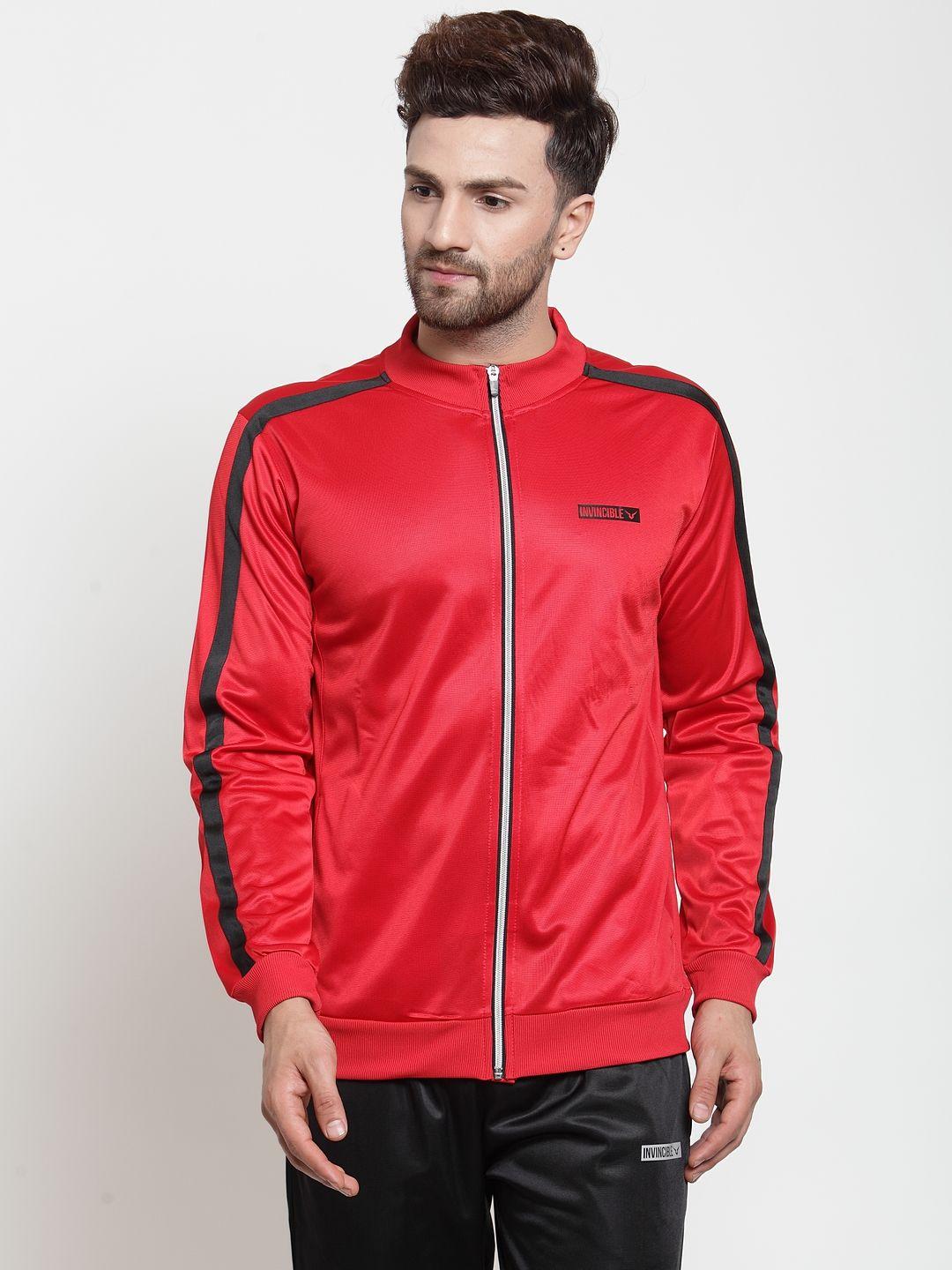 invincible men red striped sporty jacket