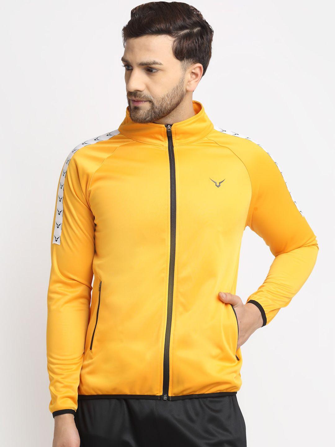 invincible men yellow lightweight rapid dry training or gym sporty jacket