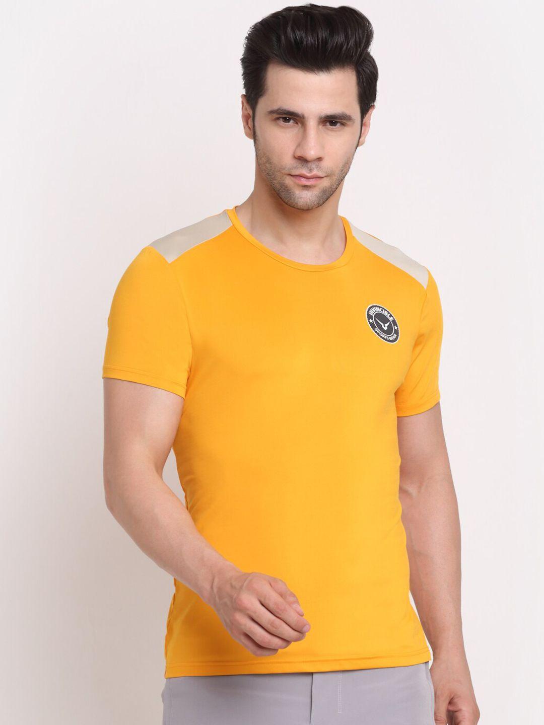 invincible men yellow slim fit t-shirt