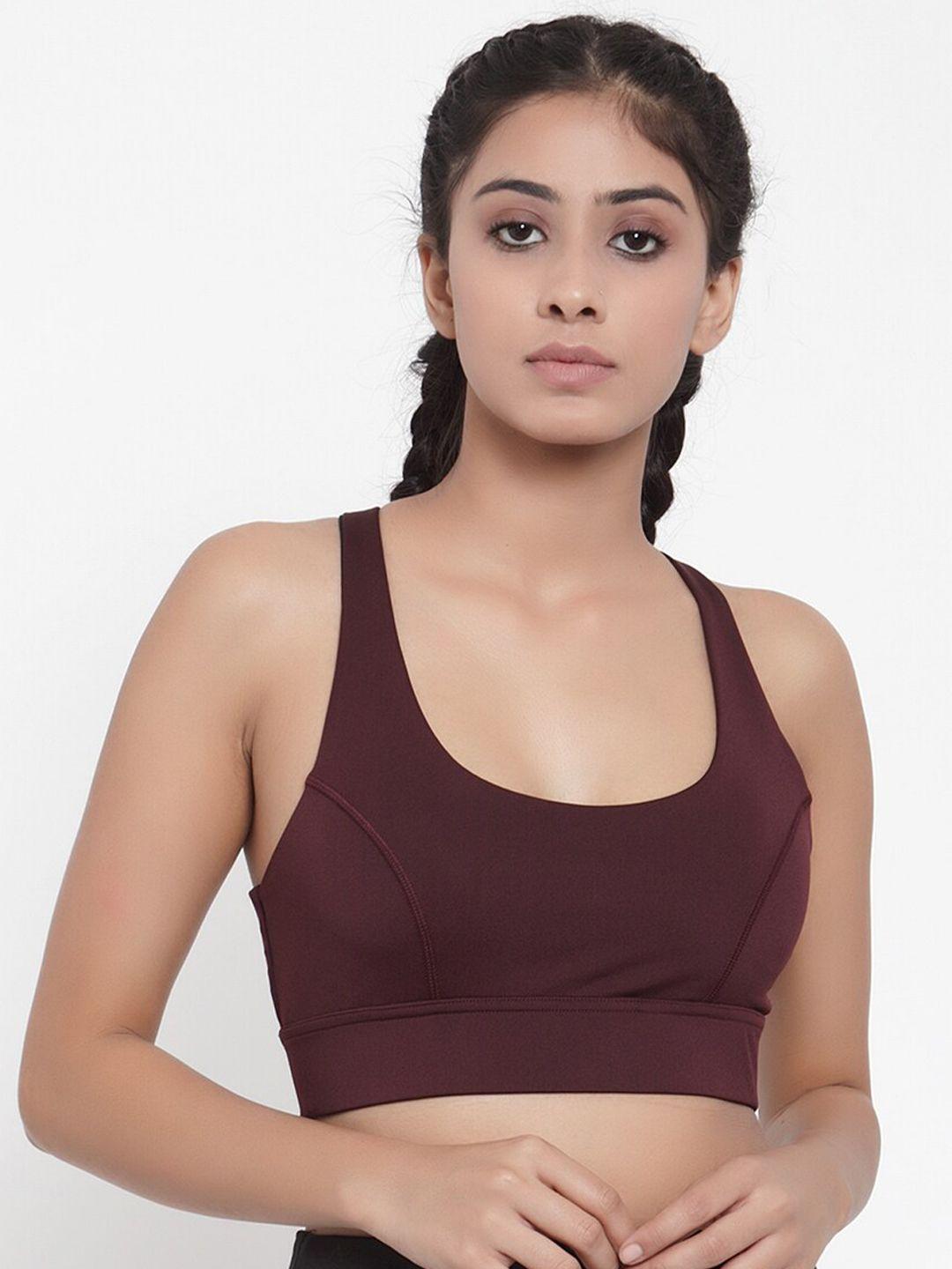 invincible women maroon solid non-wired lightly padded sports bra te9211xp2wnxs