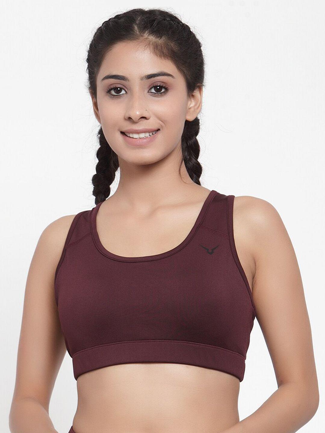 invincible women maroon solid non-wired lightly padded sports bra te9218xp2wnm