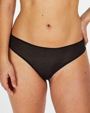 invisible string striped mesh panties