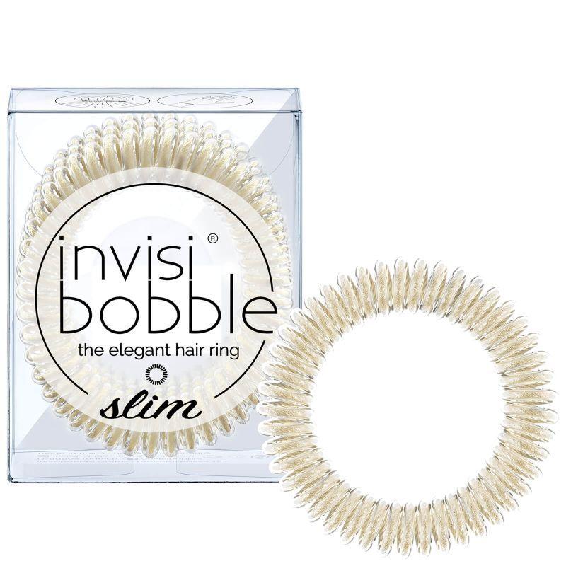 invisibobble slim stay gold hair ring pack of 3 no kink, strong hold, stylish bracelet
