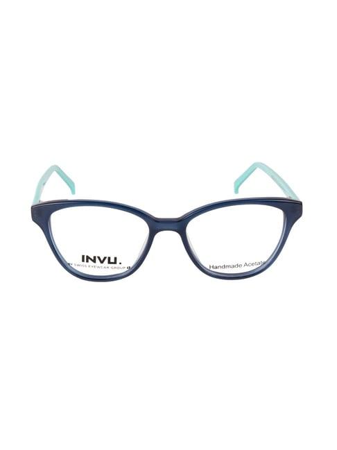 invu a4021b blue full rim cat eye frame