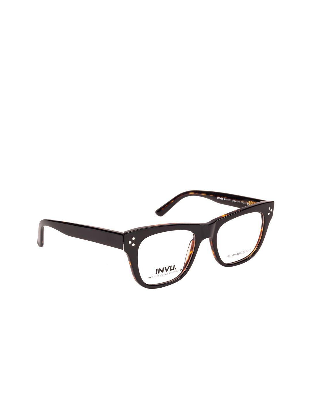 invu women black & yellow abstract full rim square frames