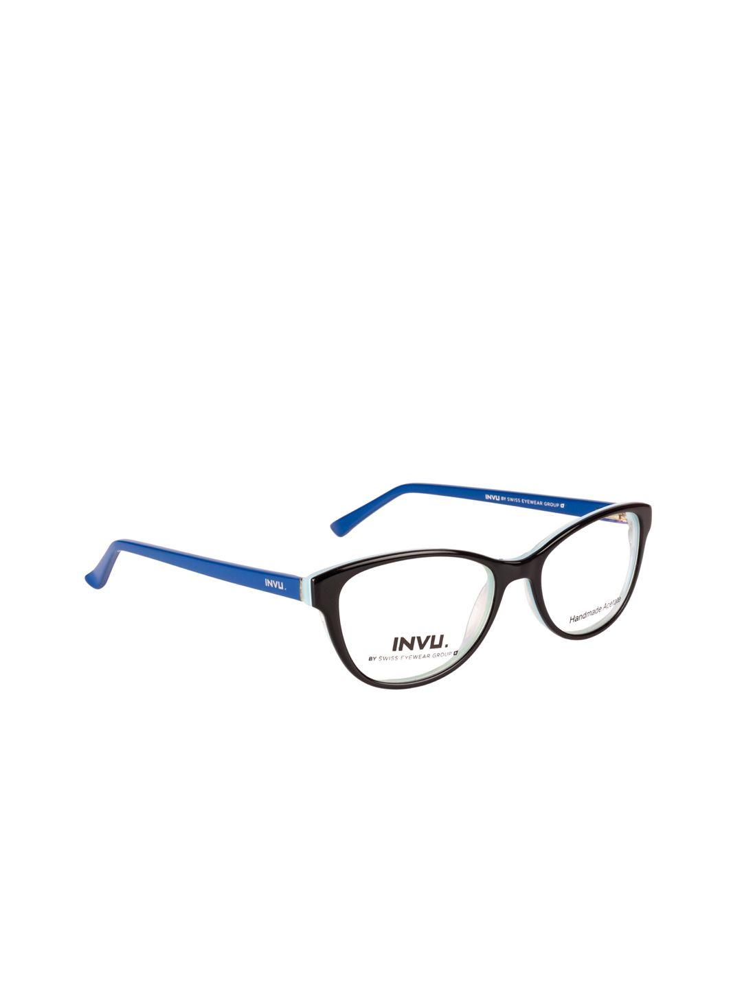 invu women blue & black colourblocked full rim cateye frames