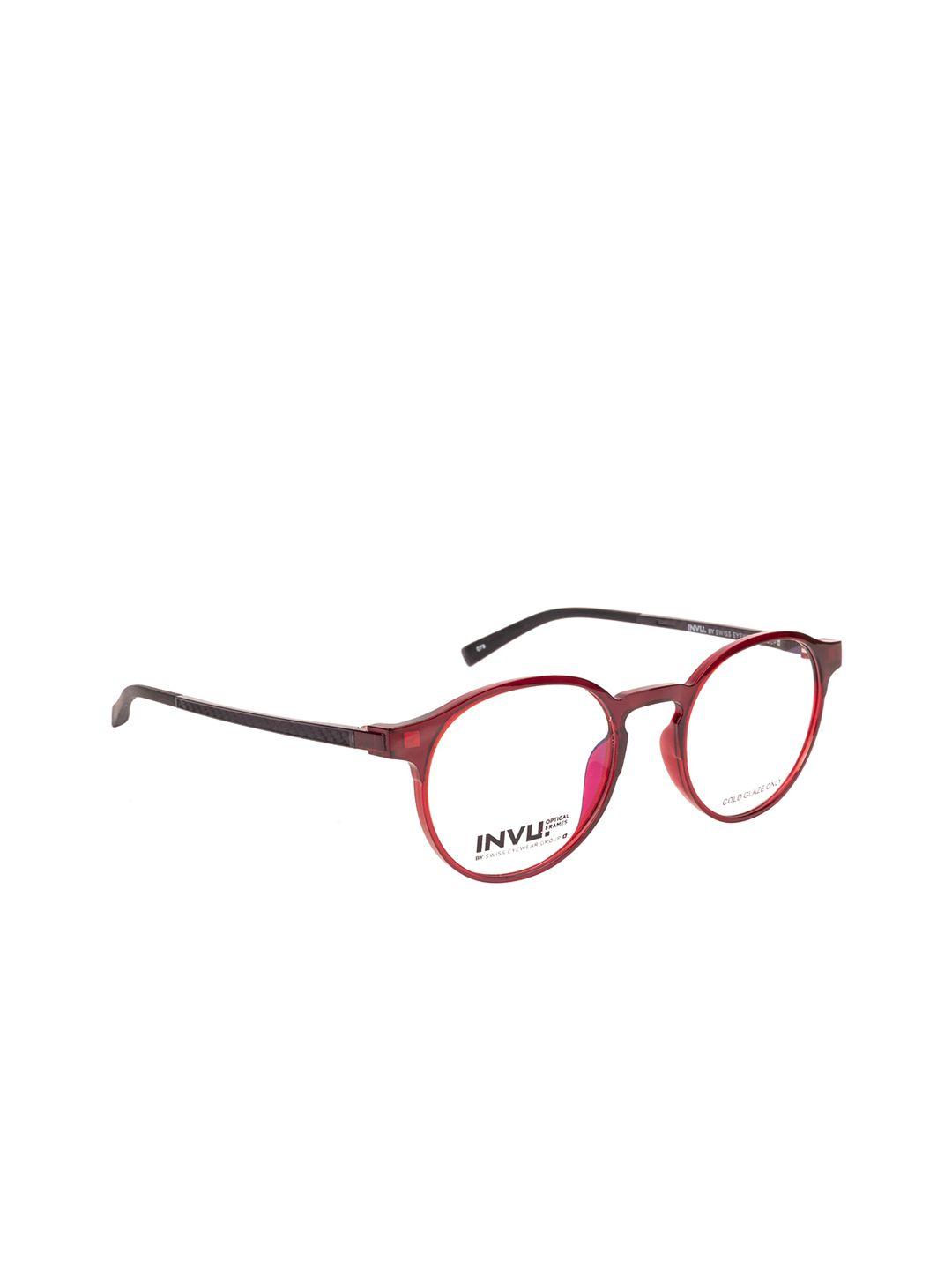 invu women red solid full rim round frames g4008b