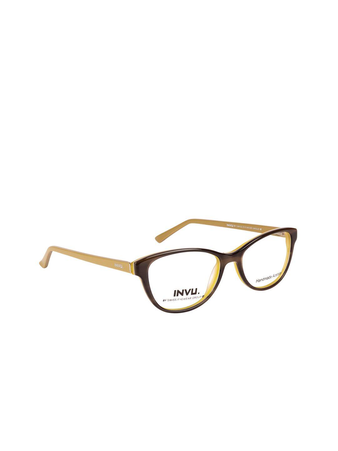 invu women yellow & black colourblocked cateye frames a4000c