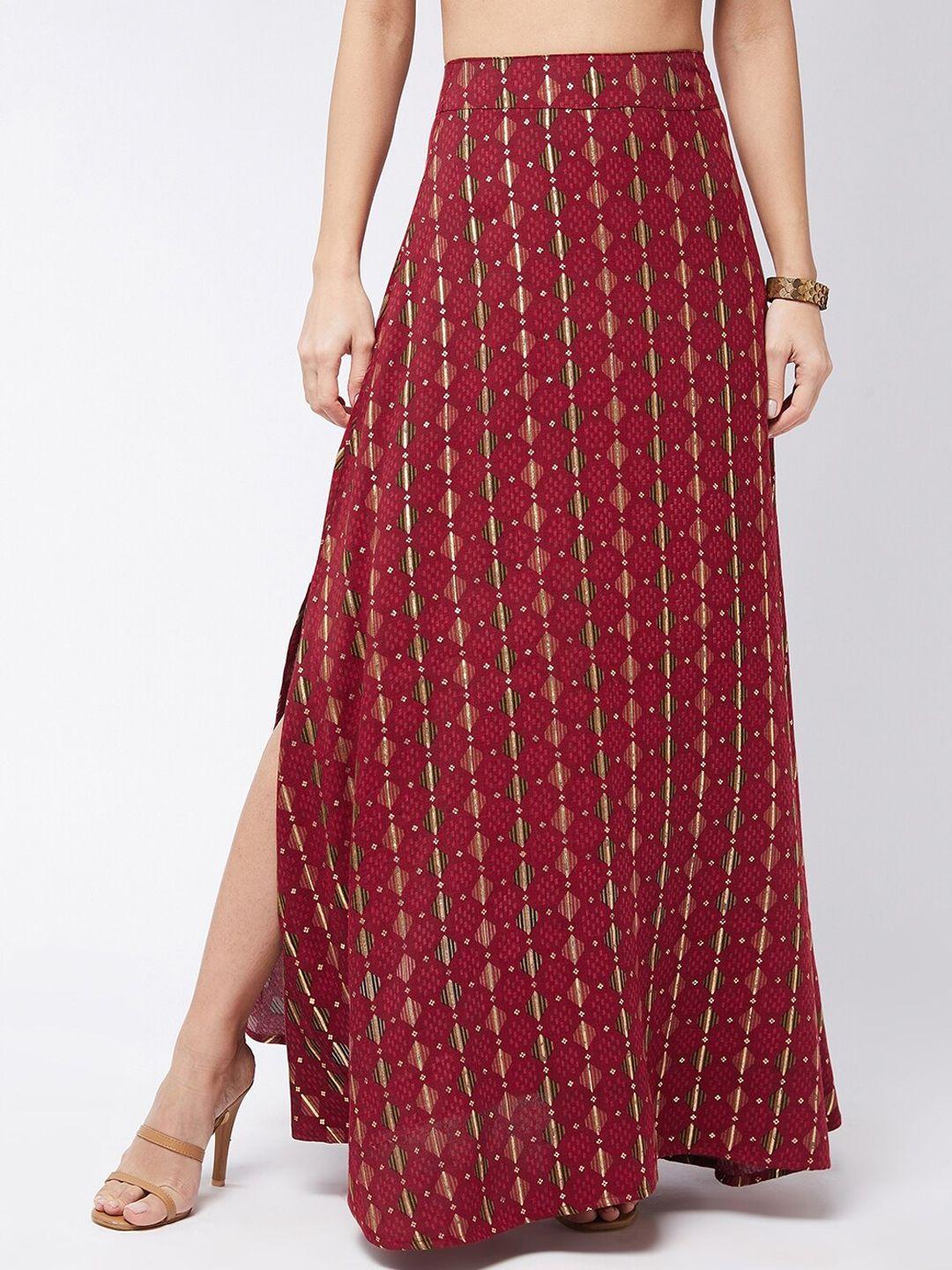 inweave printed maxi a-line skirt