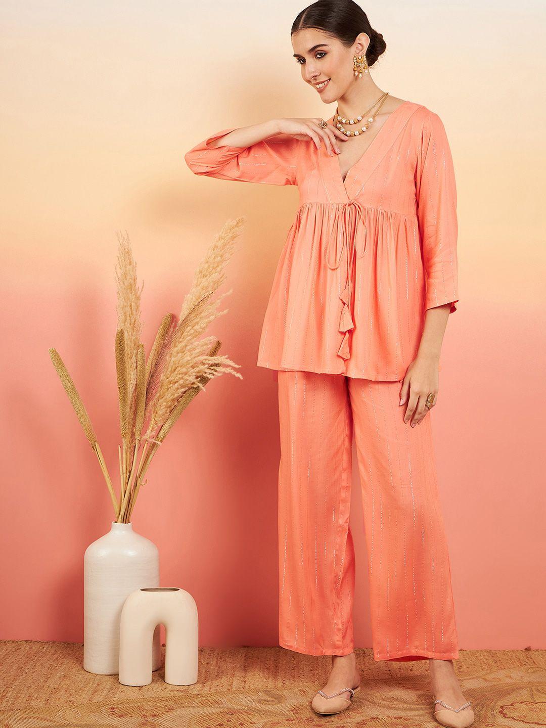 inweave striped empire kurti with trousers