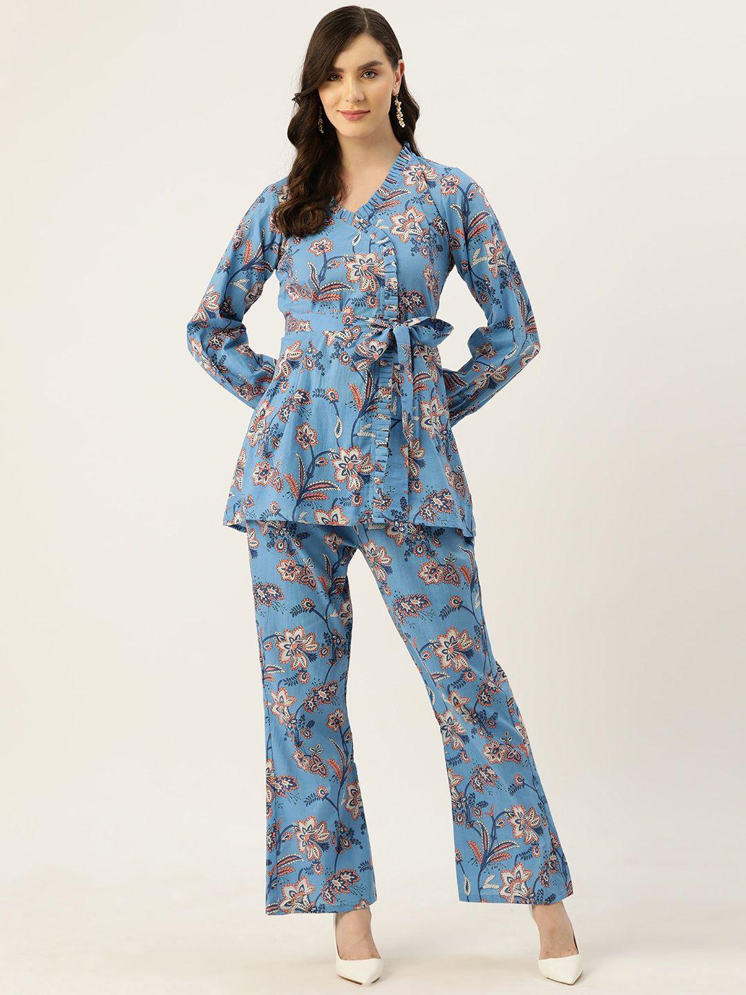 inweave women printed belted tunic with trousers