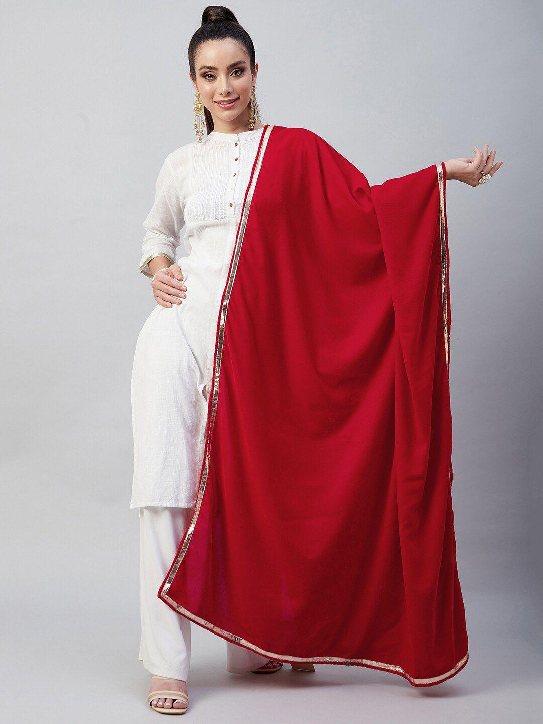 inweave women red solid velvet shawl