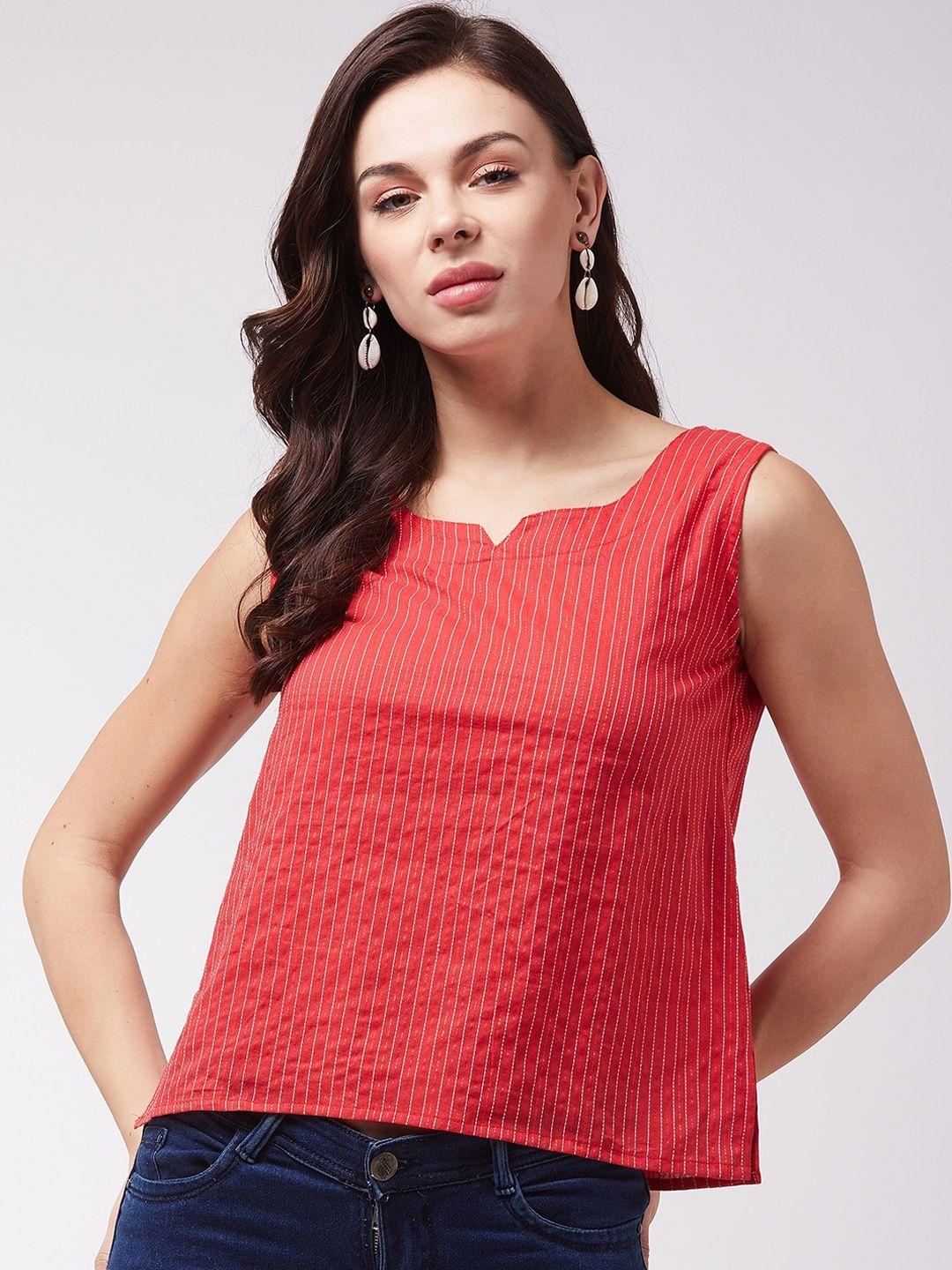 inweave women red striped a-line top