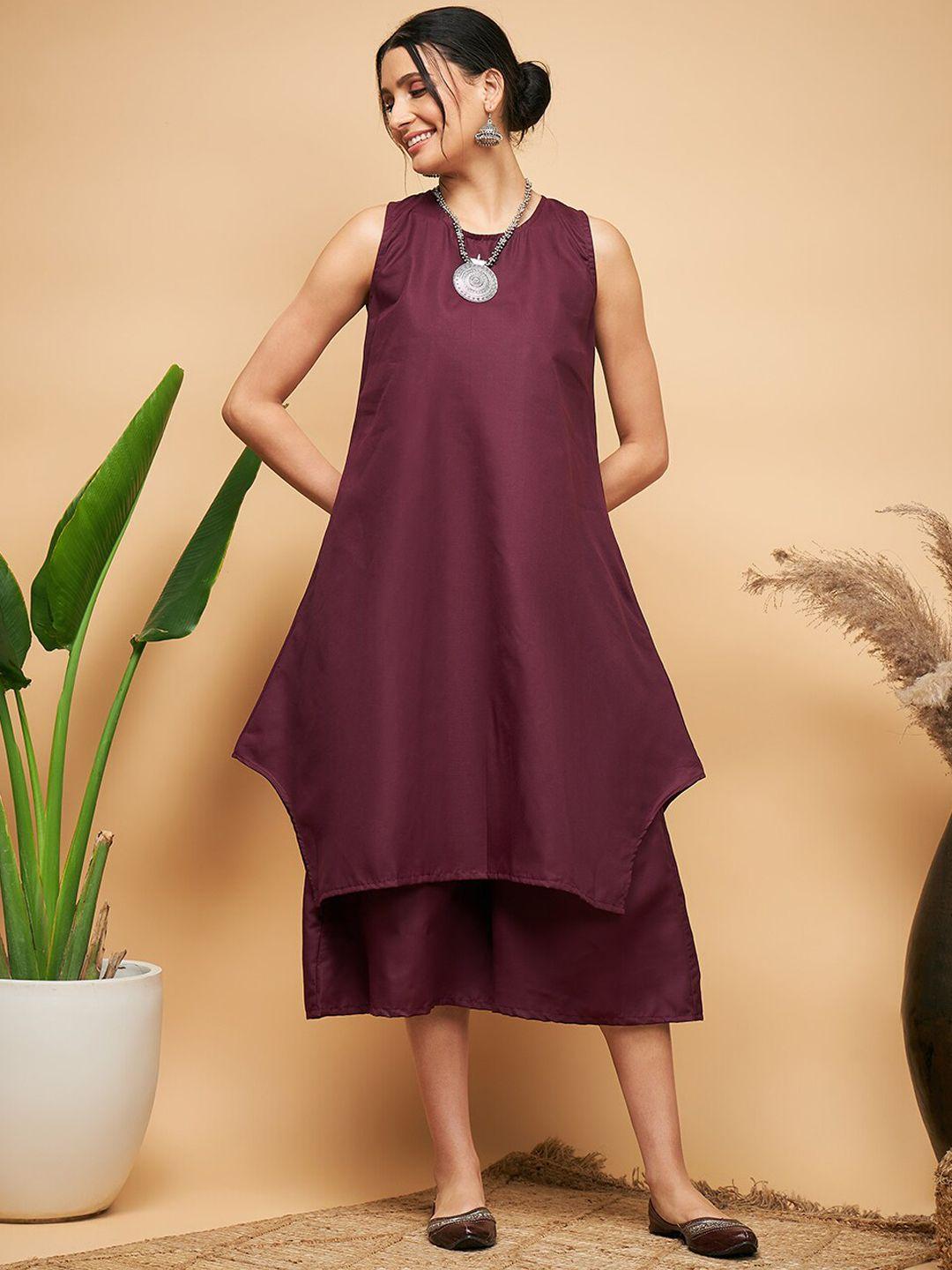 inweave cotton sleeveless asymmetric a-line kurta