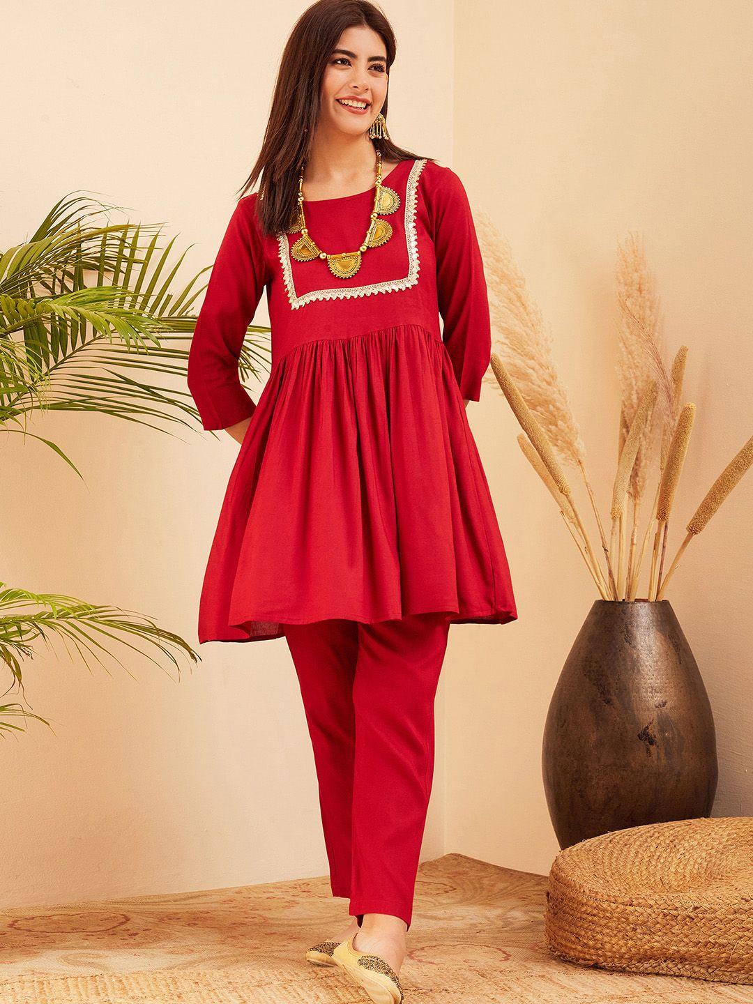 inweave empire gotta patti a-line kurti with trousers