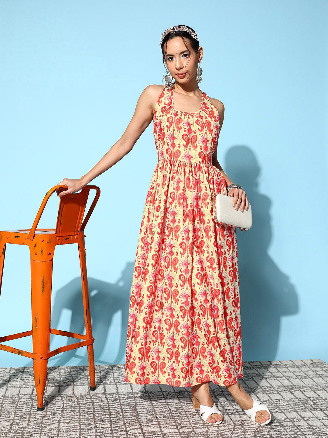 inweave ethnic motifs a-line maxi dress
