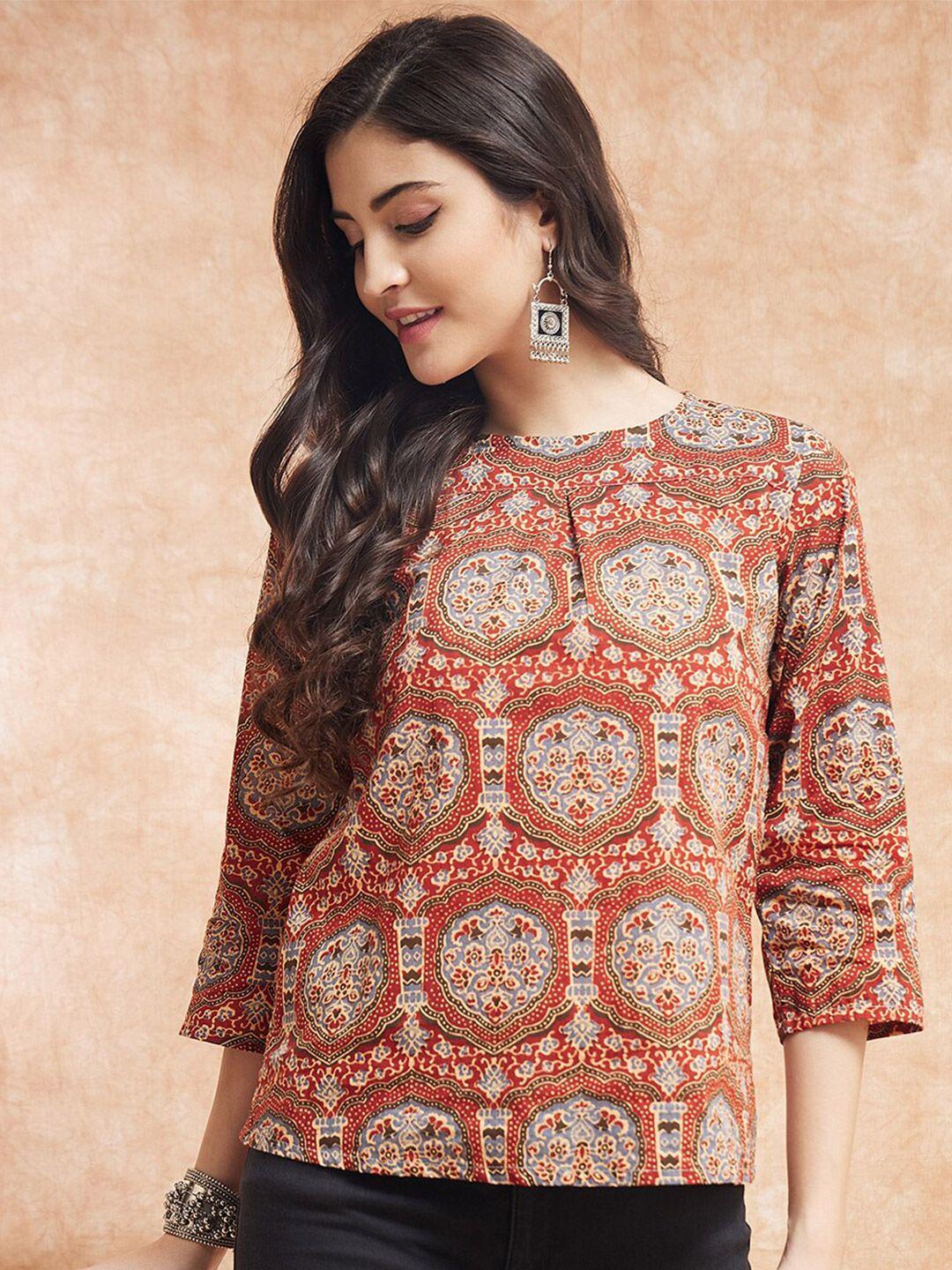 inweave ethnic motifs printed a-line top