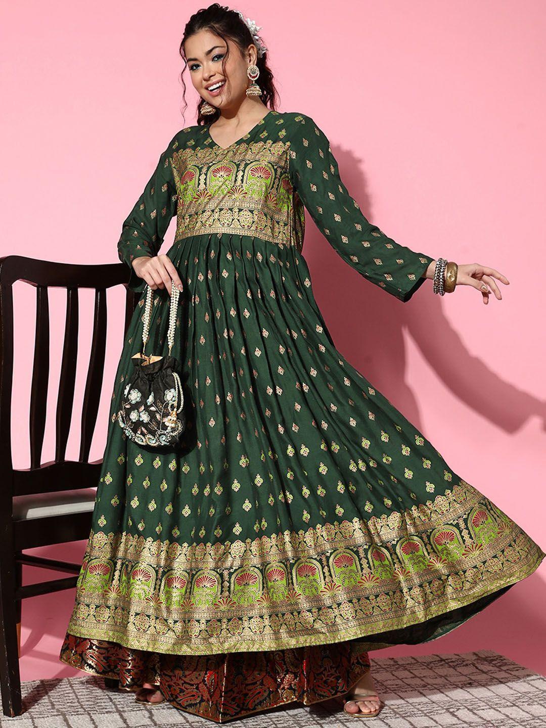 inweave ethnic motifs printed anarkali kurta