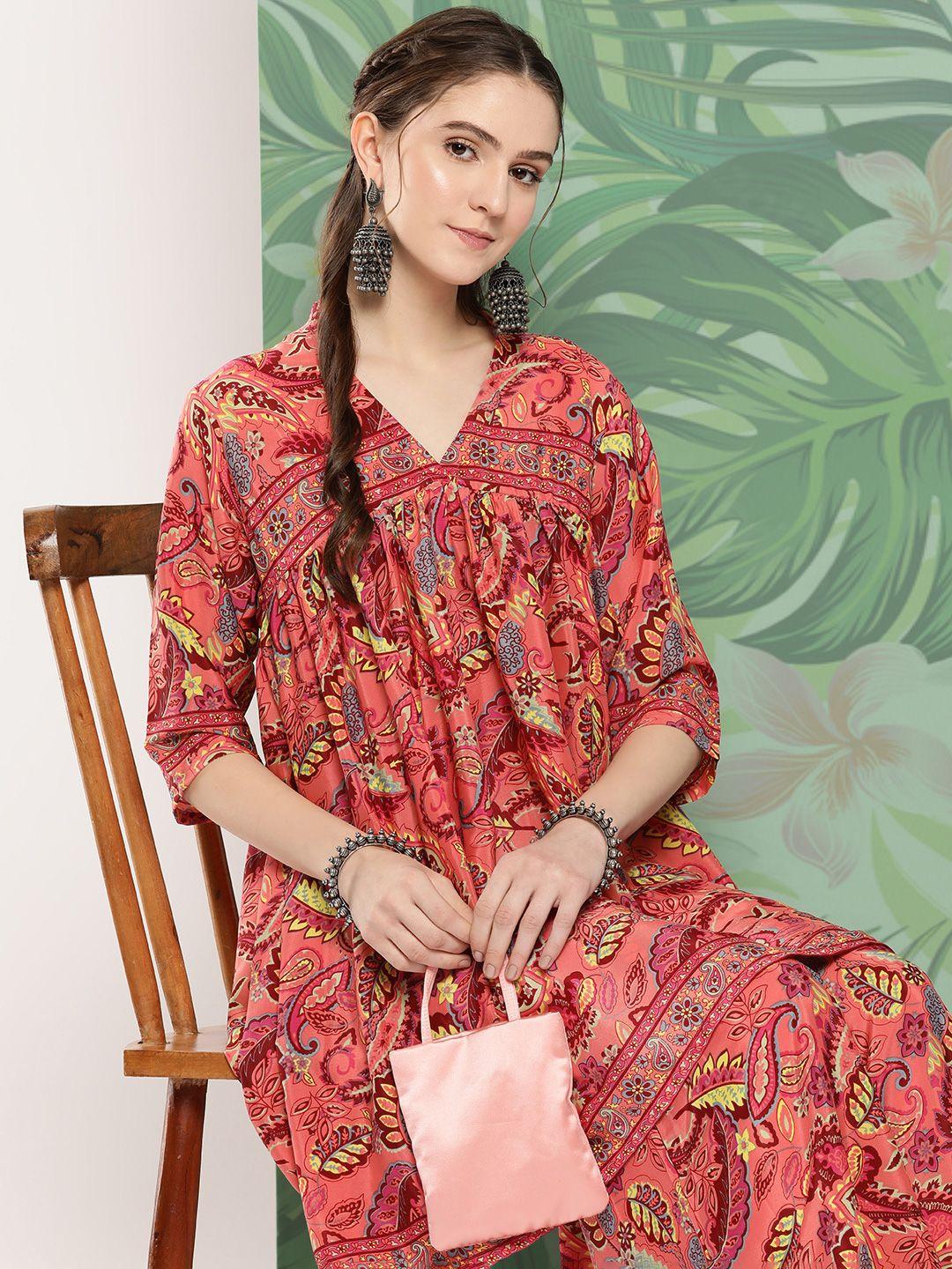 inweave ethnic motifs printed kurta with palazzos