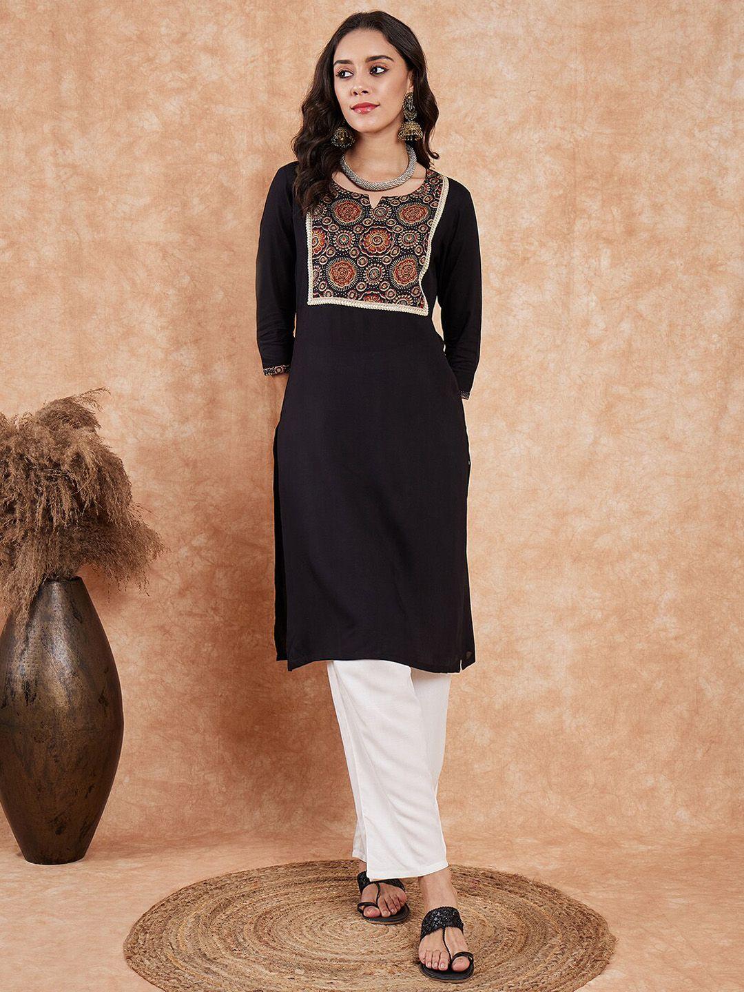 inweave ethnic motifs printed straight kurta