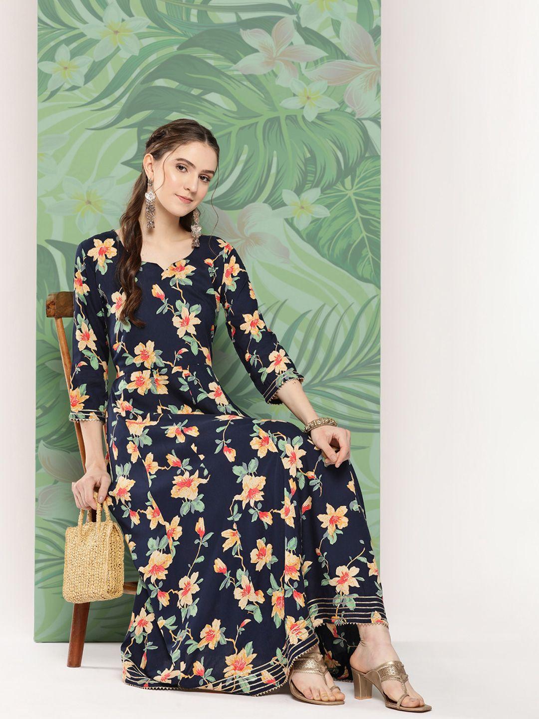 inweave floral a-line maxi dress