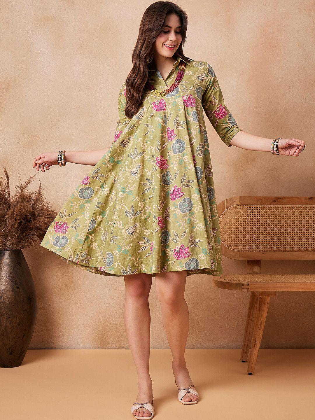 inweave floral print a-line dress