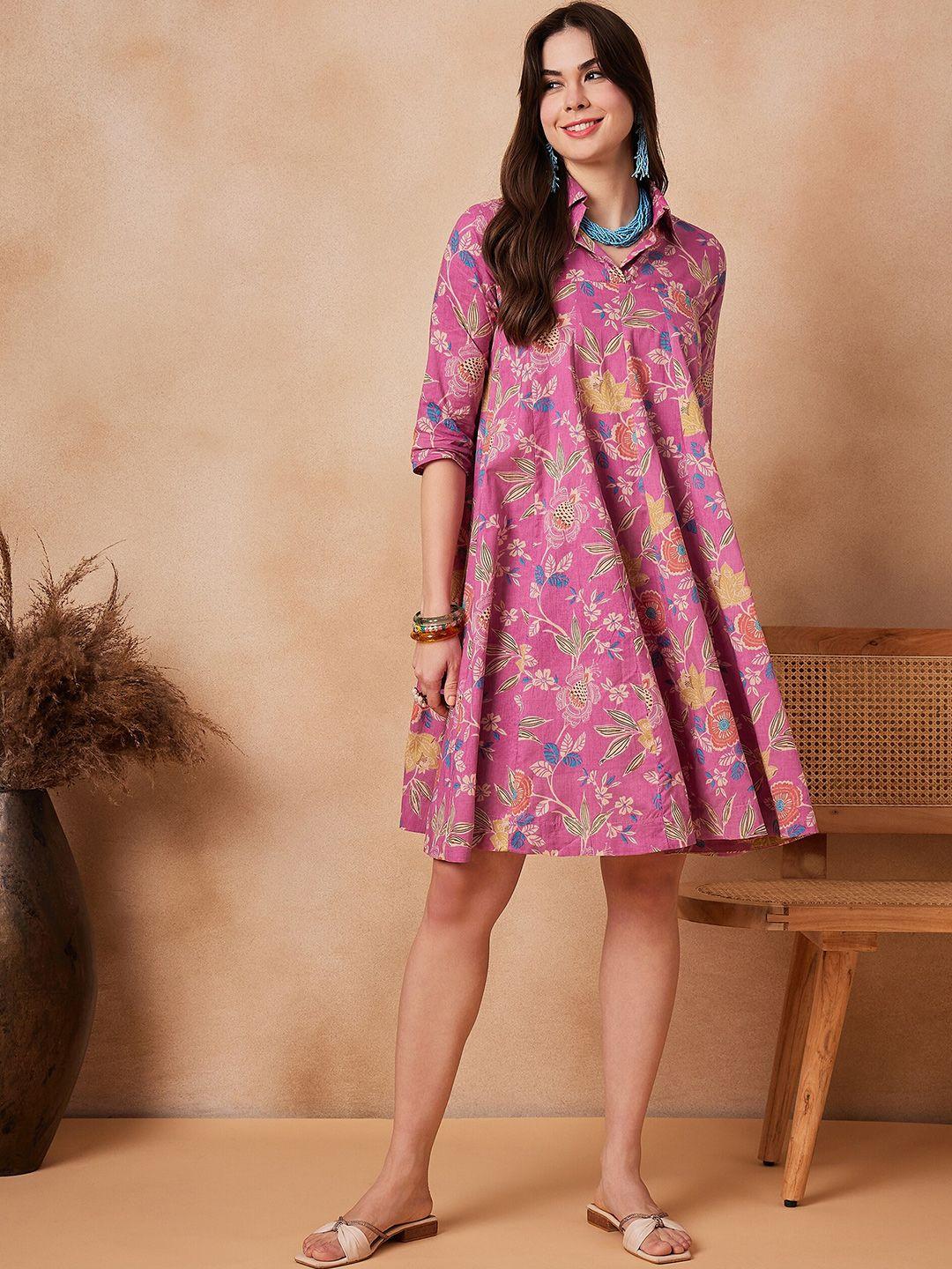 inweave floral print a-line dress