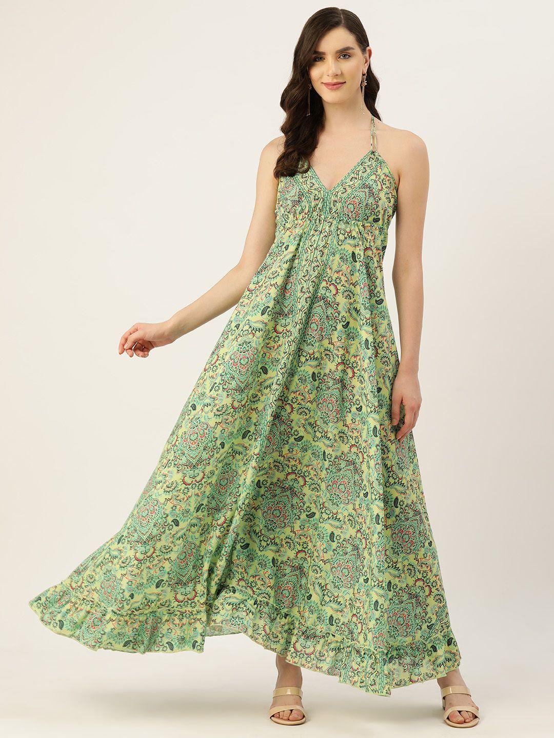 inweave floral print halter neck crepe maxi dress