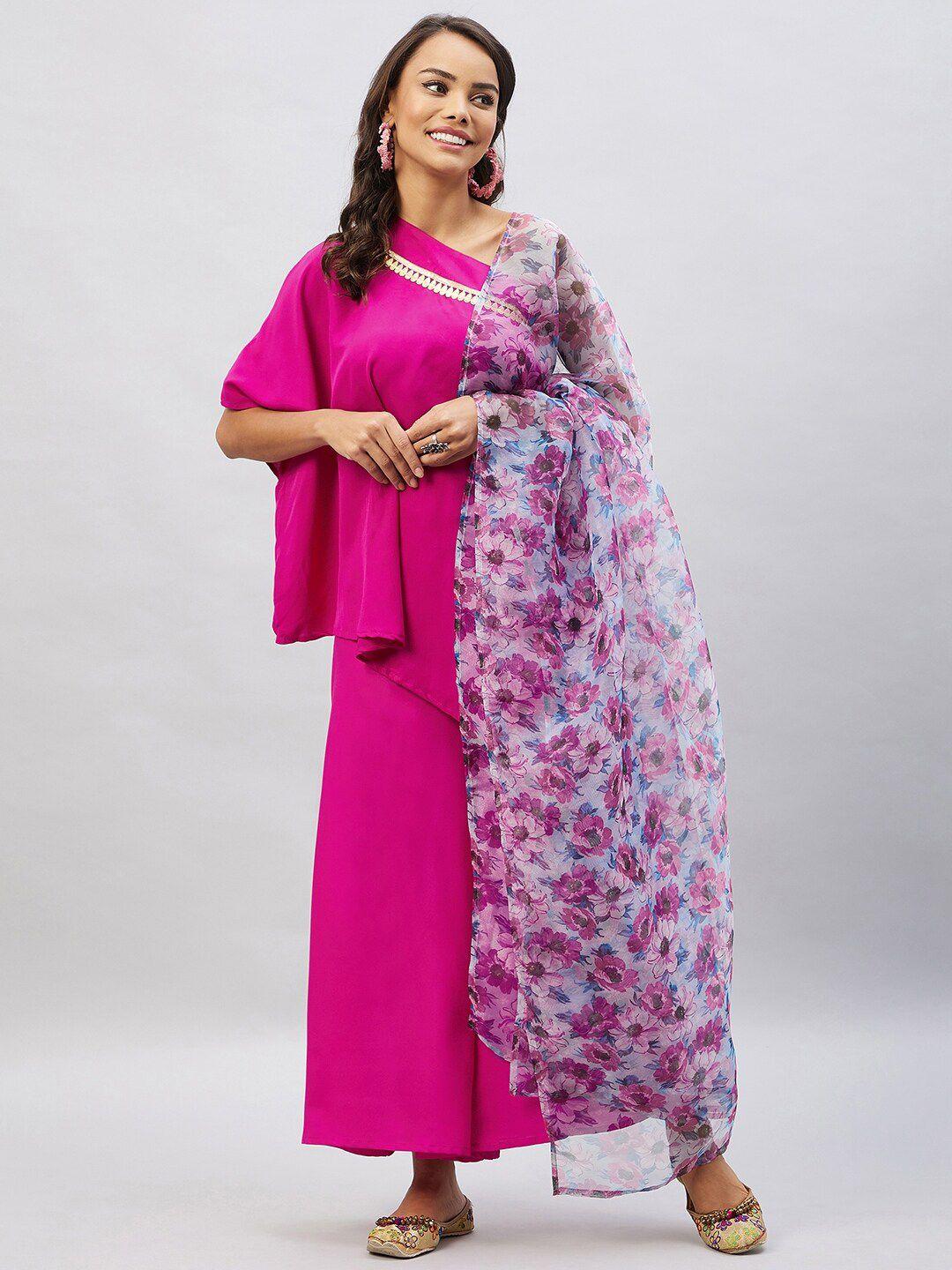 inweave floral printed organza dupatta