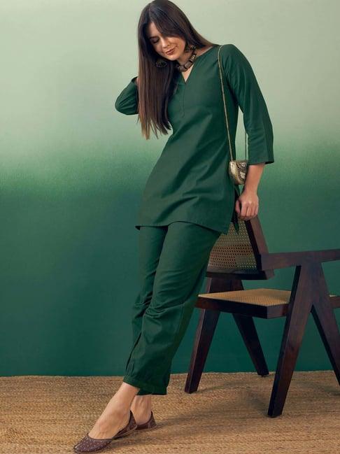 inweave green kurta & pant set