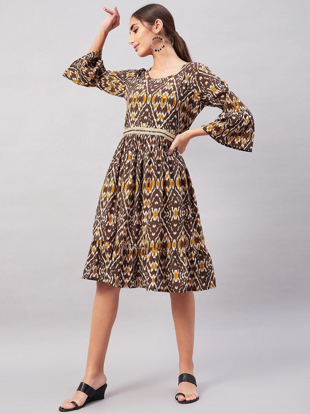inweave ikat printed cotton fit and flare dress