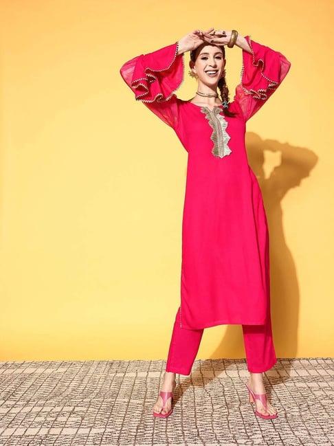 inweave pink kurta & pant set