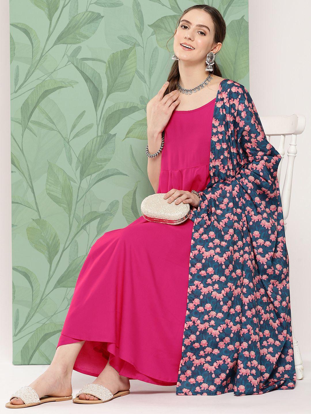 inweave printed kurta with palazzos & dupatta