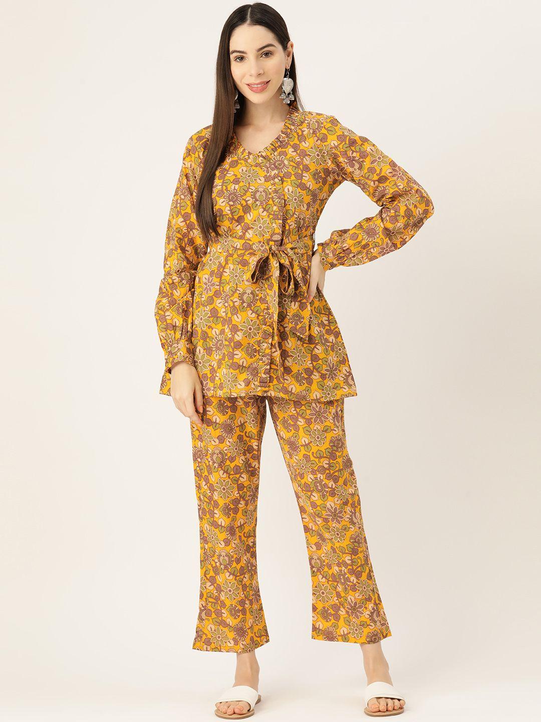 inweave printed pure cotton tunic with trousers