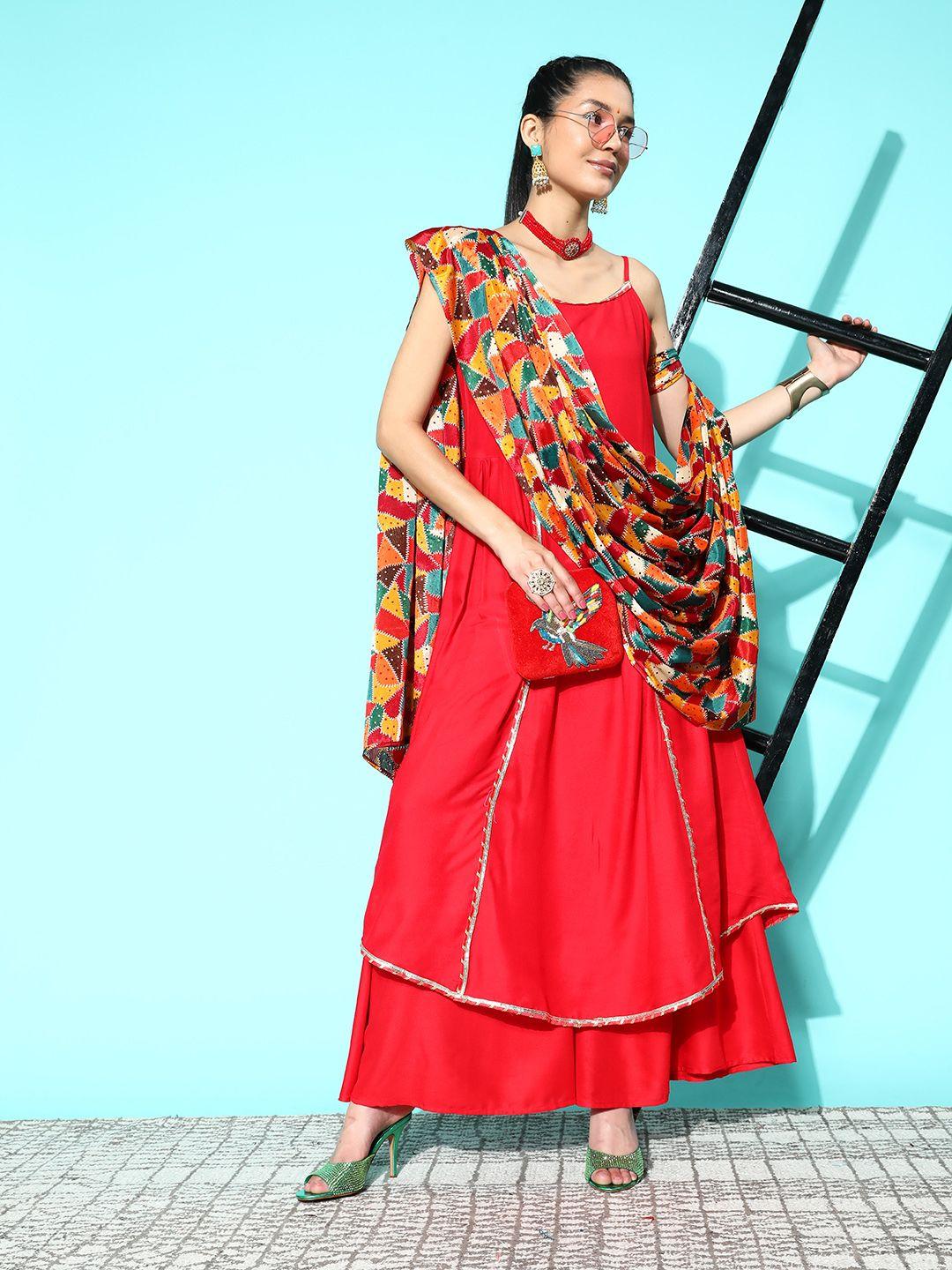 inweave regular gotta patti kurta with palazzos & with dupatta