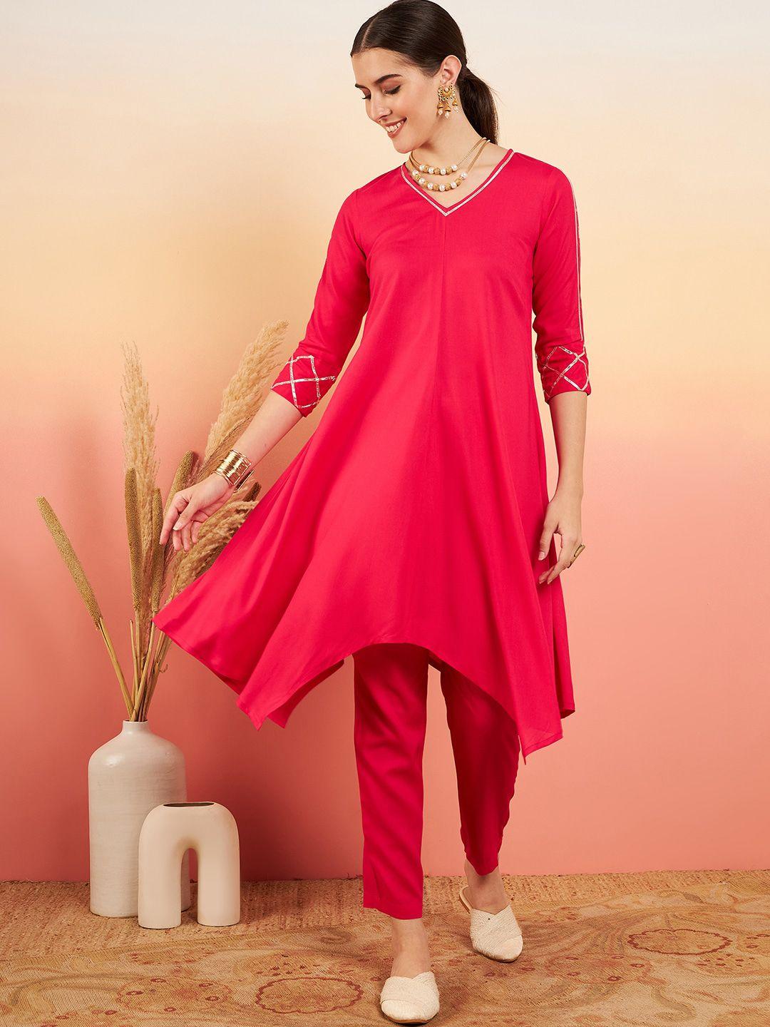 inweave regular gotta patti kurta with trousers