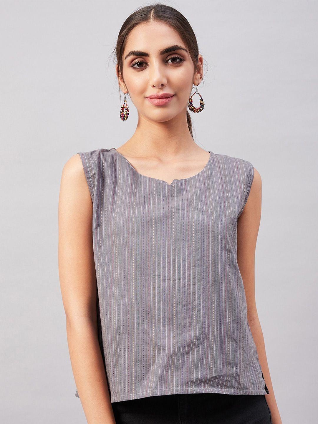 inweave striped cotton top